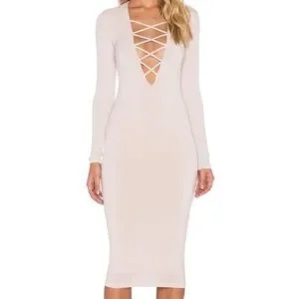 Nookie Ti amo v‎ neck cross cross long sleeve midi dress size 8